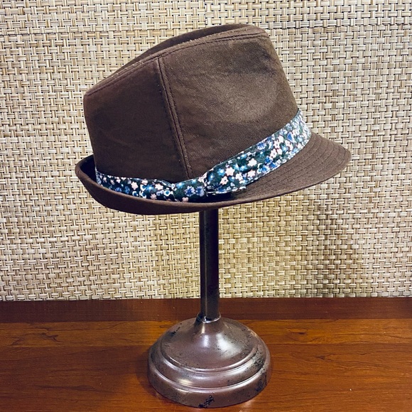 NWOT Brown Cotton Floral Band Fedora - Picture 2 of 8